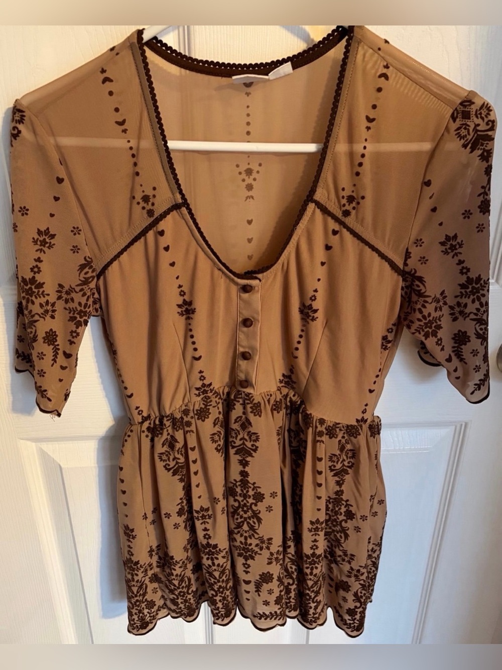 Blouse Floral Semi Sheer, Women’s Size Small